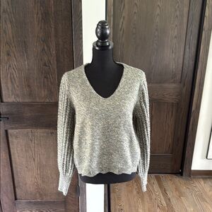 Frye Gray V-Neck Sweater Loose Knit Casual
